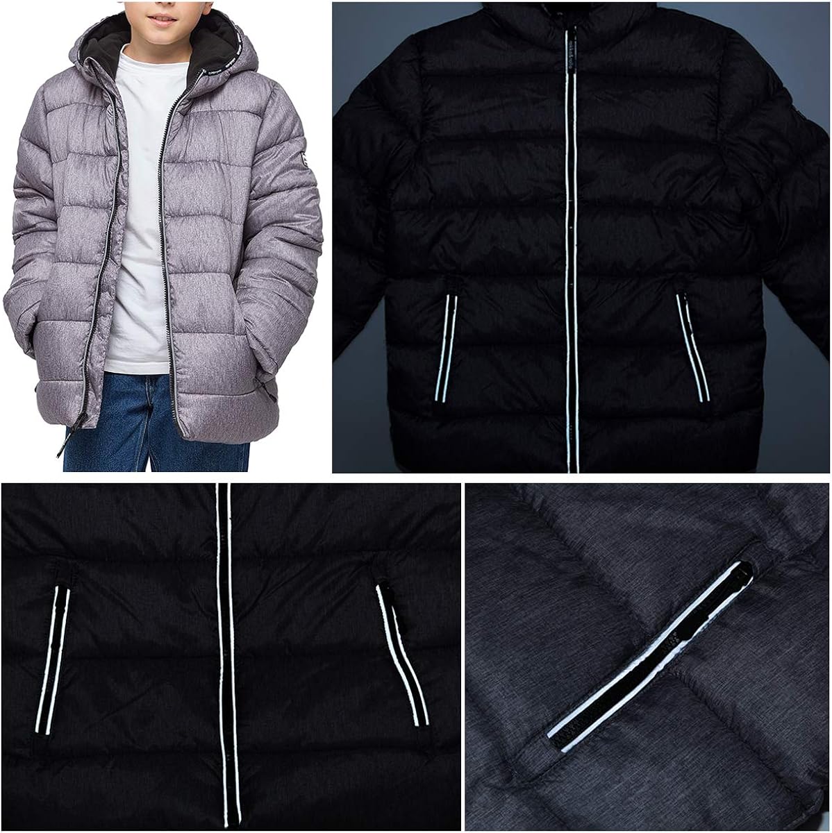Rokka&Rolla Boys' Heavyweight Water-Resistant Fleece Lined Puffer Jacket Bubble Coat: Clothing