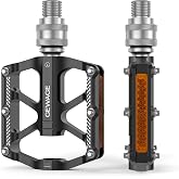 Bike Bicycle Pedals - 9/16&rdquo; Quick Release Pedals Aluminum Flat Pedals - 3 Bearings Bicycle Pedals with Reflectors for Mountain Road BMX MTB Folding Bike