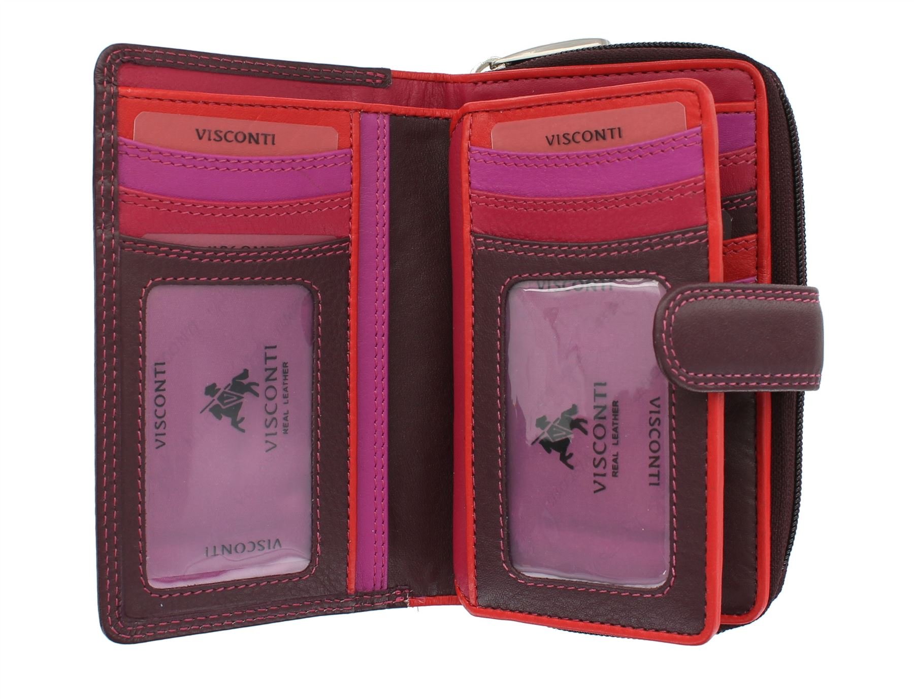 VISCONTI Soft Leather Rio Ladies Purse Style R13 Plum Multi
