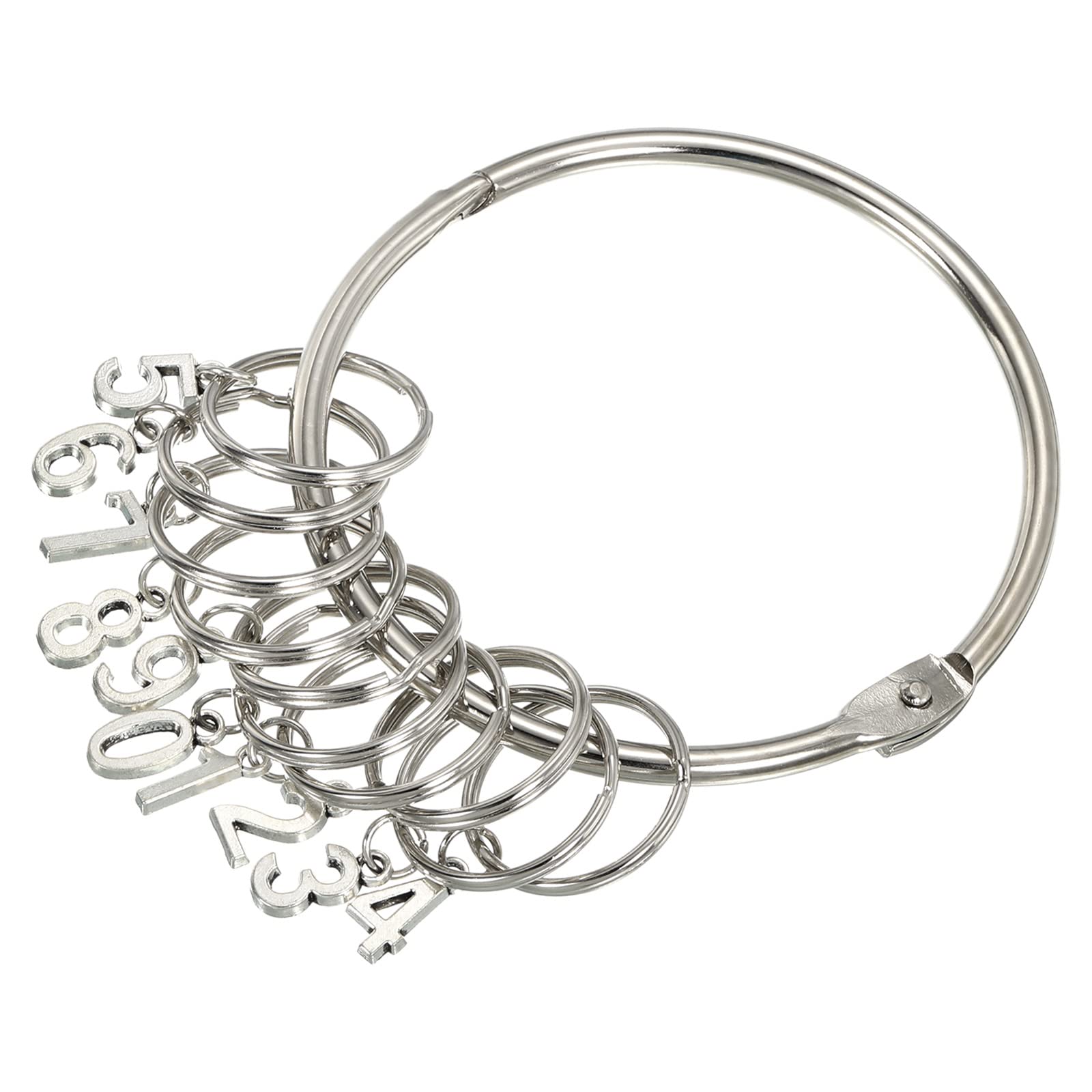 PATIKIL 3.4 Inch Dia Key Organizer Keychain, 1pcs Key Management Holder with 10 Digits Key Rings for Office, Silver