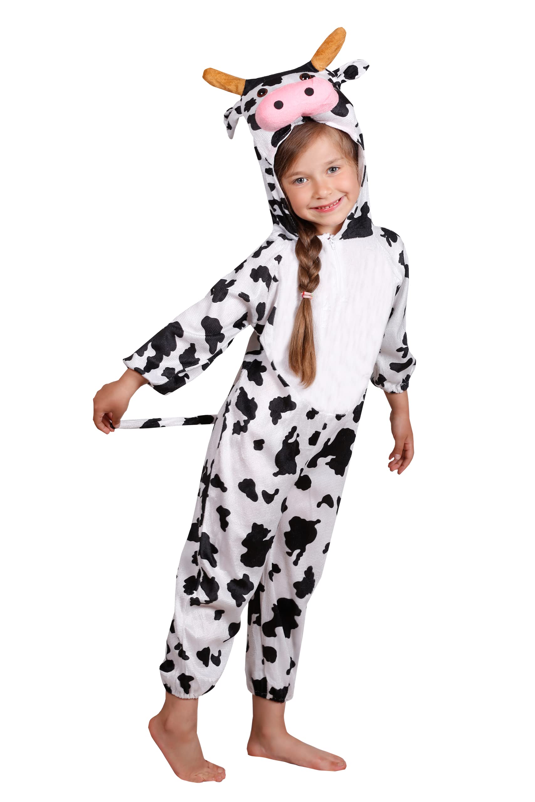 MATISSA Kids Sleeveless Animal Costumes Children's Summer Fancy Dress Party Pajama Cosplay (M (For kids 90-105 cm tall), Cow)