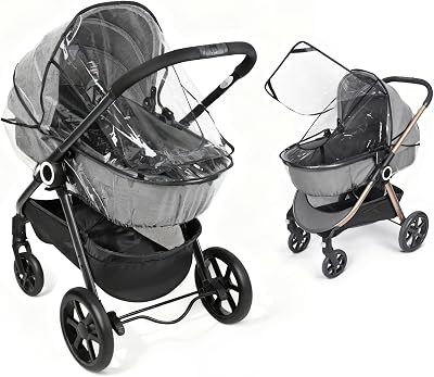 Orzbow Rain Cover for Pram with Large 45x35cm Window, Clear EVA