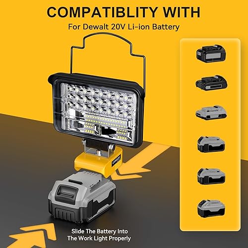 Cordless LED Light for Dewalt Light 20V Max LED Work Light