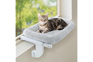 Sunhoo Cat Window Perch Hammock Cat Window Sill Bed No Drilling for Indoor Large Cats Adjustable Cordless Kitty Windowsill Le