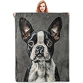 Boston Terrier Dog Blanket Gifts for Women Girls Soft Warm Lightweight Cozy Plush Cute Animal Throw Blankets for Bedroom Living Room Sofa Home Decor 60"x50"