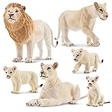 Toymany 6PCS White Lion Figurines with Lion