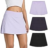 Real Essentials 3 Pack:Women's 14" Pleated Tennis Skorts Golf Skirt High Waisted Athletic Running Casual Shorts with Pockets