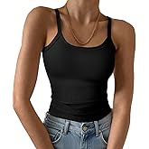 GKBK Ribbed Tank Tops for Women 2026 Spaghetti Strap Scoop Neck Slim Fitted Basic Sleeveless Casual Workout Cami Shirts