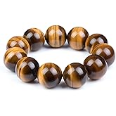 Fashion Month Mens Womens 6-20mm Beads Brown Tiger Eye Beaded Lucky Gemstone Stretch Bracelet Unisex Wrist