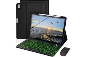 Keyboard Case for iPad A16 11th Generation 2025 / 10th Generation 2022, Mouse and 7 Colors Backlit Detachable Keyboard, Adjus
