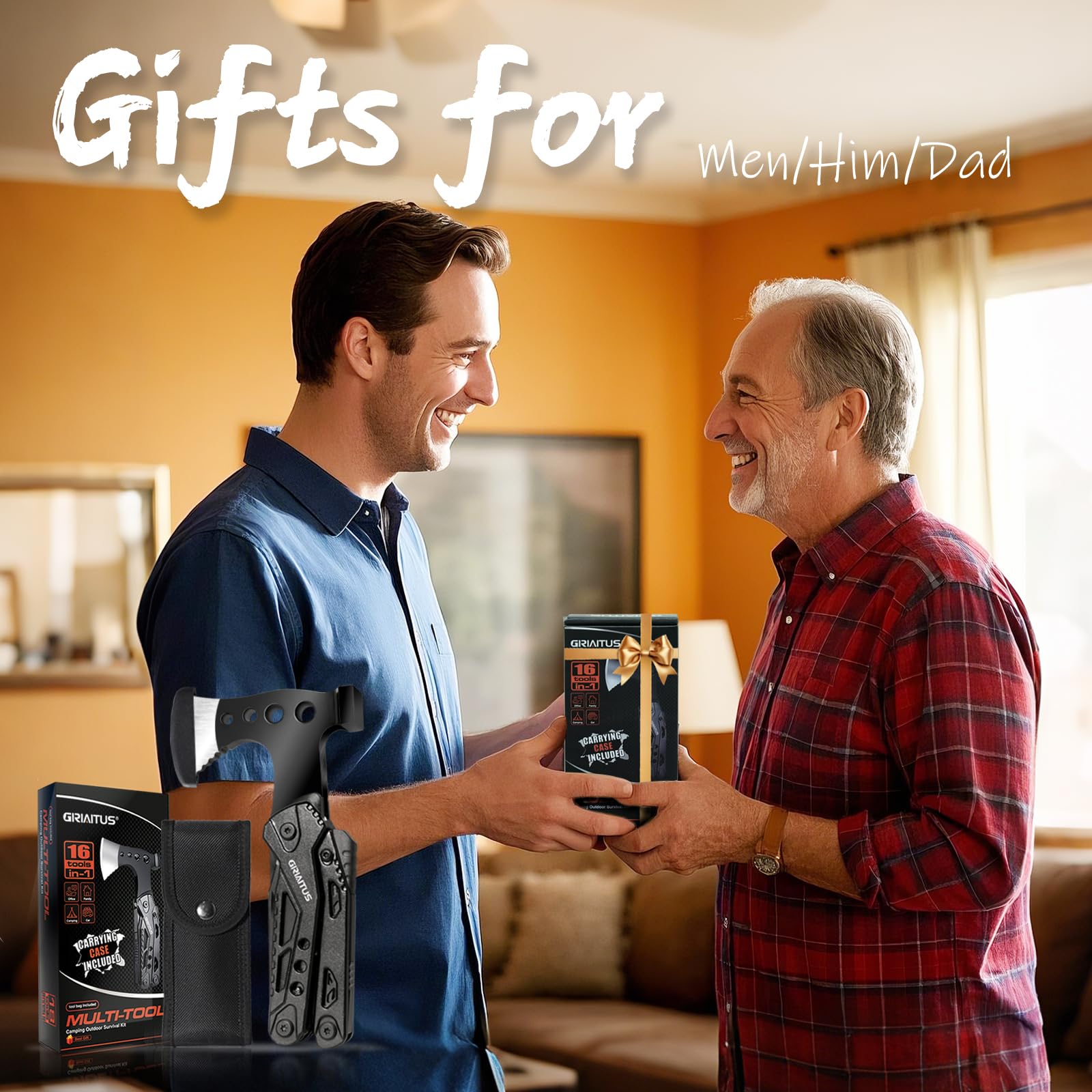 Camping Essentials Multi Tool Gifts for Men Dad 16in1 Multitool Survival Gear with Hammer Pliers Saw Screwdrivers Bottle Opener Whistle Christmas Stocking Fillers Gadgets for Outdoor, Hiking, Repair