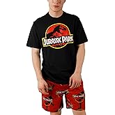 Bioworld Jurassic Park Logo Men's Crew Neck Short Sleeve Tee & Lounge Shorts Combo Set