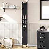 Hzuaneri Bathroom Cabinet with Adjustable Shelves, Freestanding Floor Cabinet, Tall Black Bathroom Storage Cabinet, Narrow Toilet Paper Storage, 7.9"D x 7.9"W x 70.9"H