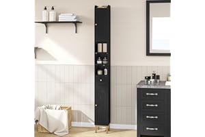 Hzuaneri Bathroom Storage Cabinet, Narrow Toilet Paper Storage Cabinet, Tall Toilet Paper Holder with 2 Doors & Drawer, Bathr