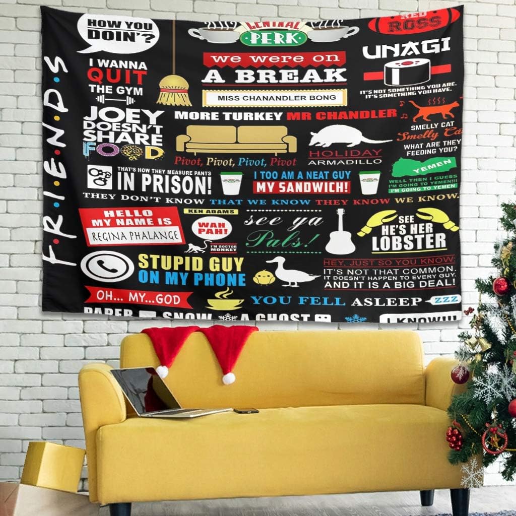 Peceeta Friend TV Show Art Print Tapestry Dorm Decor for Bedroom Living Room Dorm Apartment Home Decoration White 59x51 inch