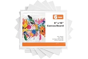 MiniTeasure 6 Pack 8 x 10 Inch Canvas Panels for Painting Blank Canvas Boards Painting Canvas for Kids Primed Acid-Free 100% Cotton with Clear Art Sleeves for Storage