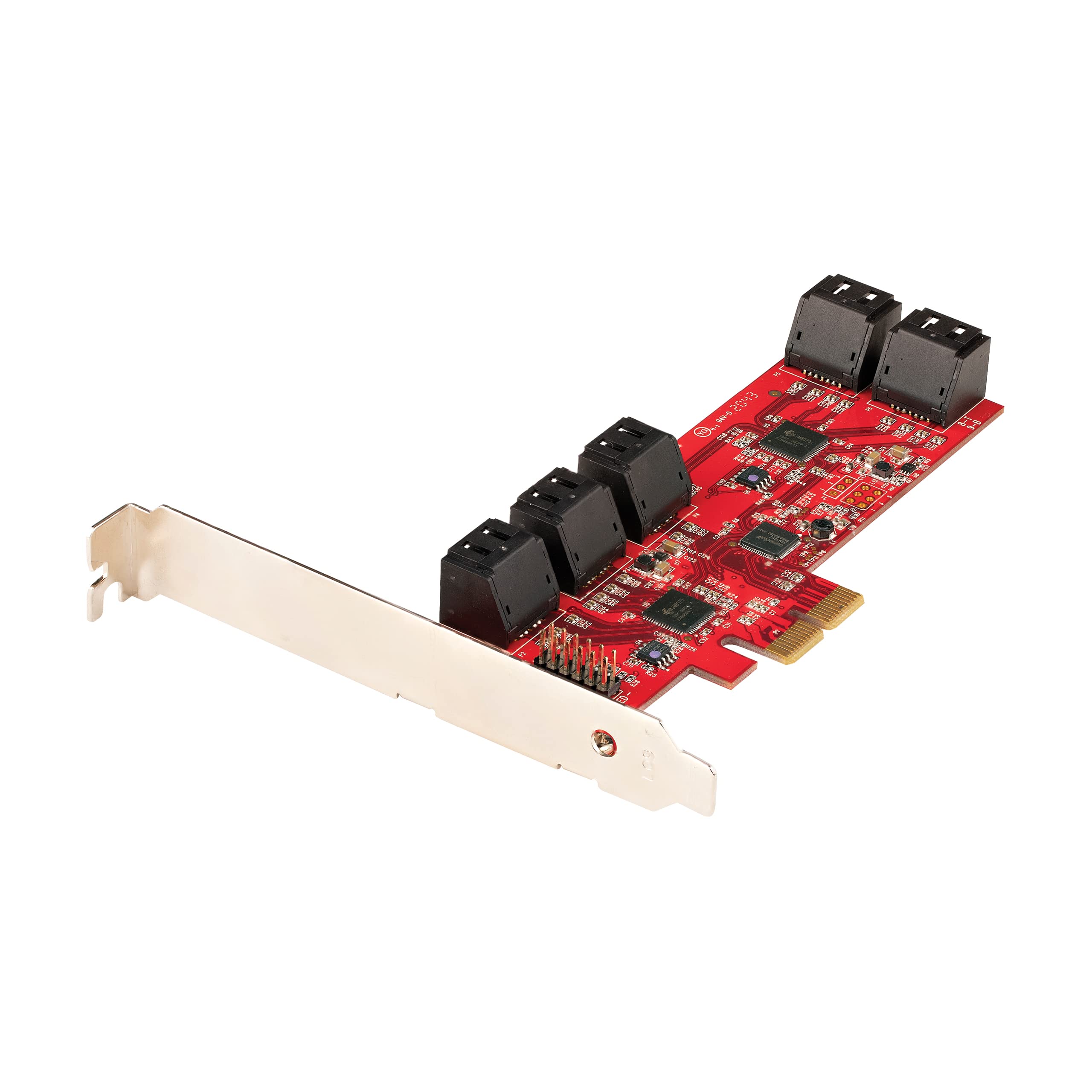 Startech.com Sata Pcie Card - 10 Port Pcie Sata Expansion Card - 6Gbps - Low/Full Profile - Stacked Sata Connectors - Asm1062 Non-Raid - Pci Express To Sata Converter/Adapter (10P6G-Pcie-Sata-Card)