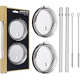 30 oz Tumbler Straw Lid, 2 Pack Replacement Lids for YETI 26oz/30oz/35oz Straw Mug, Transparent Travel Tumbler Top with BPA Free and Shatter-proof