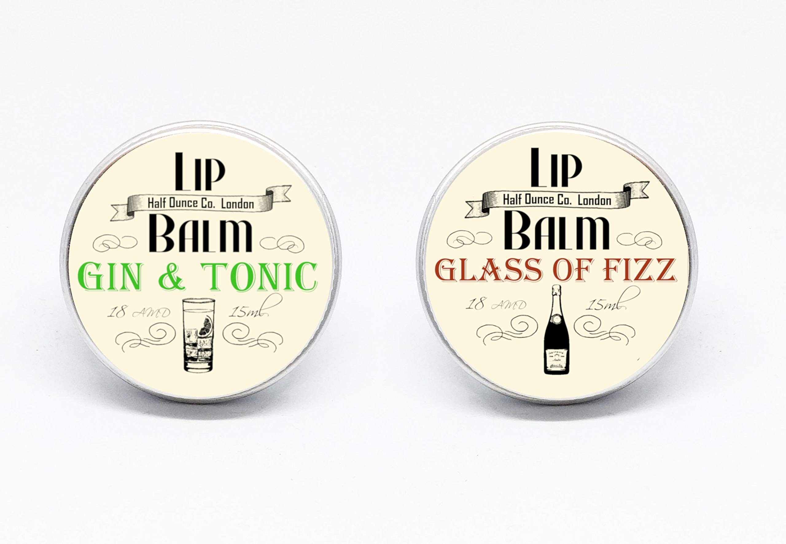 Gin & Tonic and Prosecco Lip Balms by The Prohibition Co. 2 x 15ml Tins