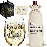 Retirement Gifts for Women 2026 - Retirement Wine Glass Retired Free and Fabulous Funny Birthday Gifts for Retired Friends Teacher Boss Nurses Friends, Coworkers Farewell Leaving Going Away Gift