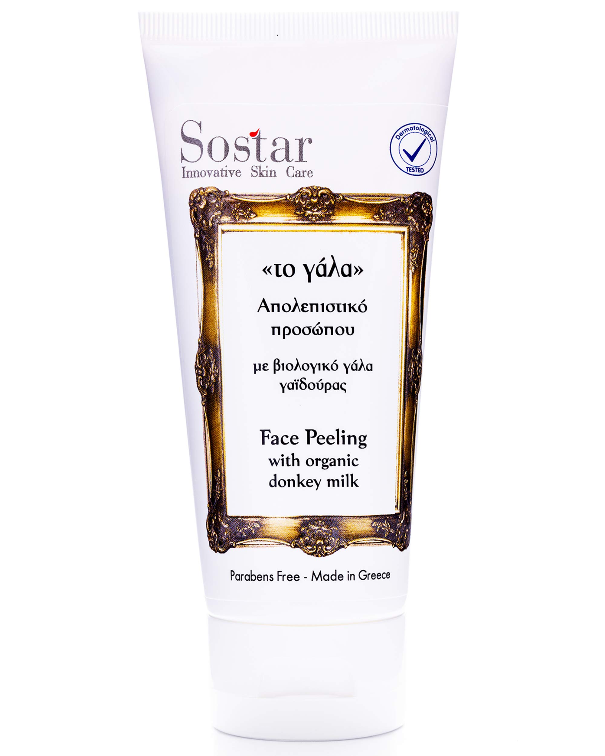 Sostar Face Scrub & Moisturizing Peeling With Organic Donkey Milk – Face Cleanser Made With Natural & Organic Ingredients - Perfect As A Daily Exfoliating Face Wash