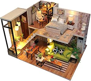 ILYO Casas De Muñecas con Muebles Blockswooden Bloques De ...