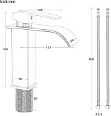 Wasserrhythm Waterfall Basin Tap Chrome Brass Mixer with Pop Up Waste Square UK view 5