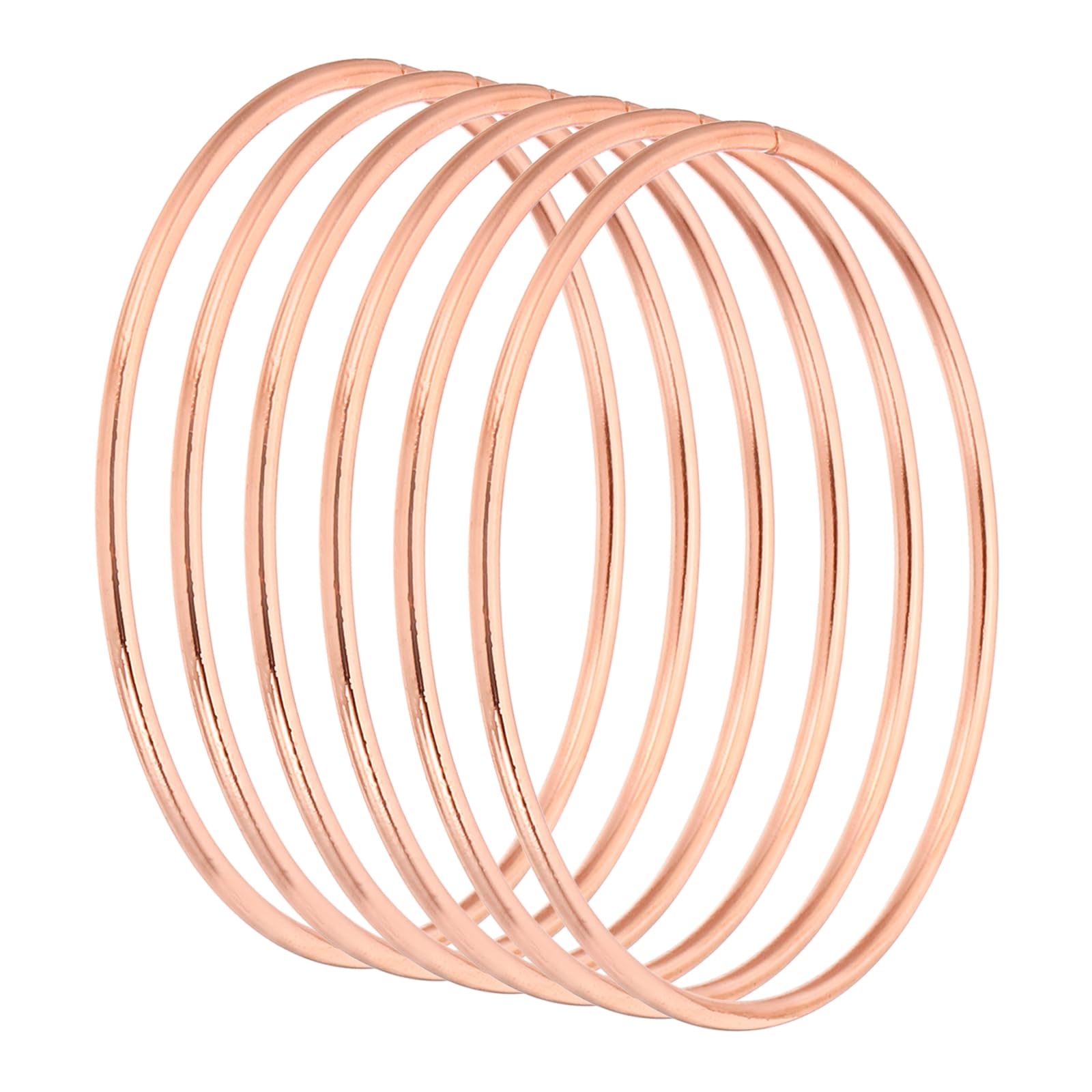 PATIKIL 3.1 Inch Dream Catcher Rings, 6 Pcs Metal Macrame Wreath Floral Round Ring Hoop for Christmas Decor Home Car DIY Craft Wedding Wall Hanging Decorations, Rose Gold