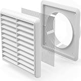 Kair White 100mm Louvred Wall Vent Grille with Flyscreen 99.5mm Rear Spigot view 6