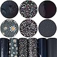 Litchi 6 Pack 8x12 Inch Faux Leather Sheets for Bow Earring, Easy to Cut Vinyl Fabric for Cricut, Durable Fade Resistant Leatherette Without Smell, Black