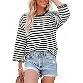Dokotoo Sweatshirt for Women Long Sleeve Striped Oversized Sweatshirts Casual Crewneck Pullover Top 2026 Summer Outfits