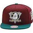 Mitchell & Ness Anaheim Mighty Ducks NHL 2 Tone Side Patch Snapback Hat Adjustable Cap - Burgundy/Dark Green