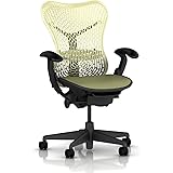 Herman Miller Mirra Chair: Fully Featured - Adjustable Arms - FlexFront Seat - Tilt Limiter - Lumbar Support - Standard Carpet Casters - Graphite Frame/Citron Seat