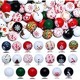 80pcs Christmas Silicone Beads for Keychain Making 15mm Bulk Kit,Christmas Focal Beads for Necklace Bracelet DIY Jewelry Making Accessories