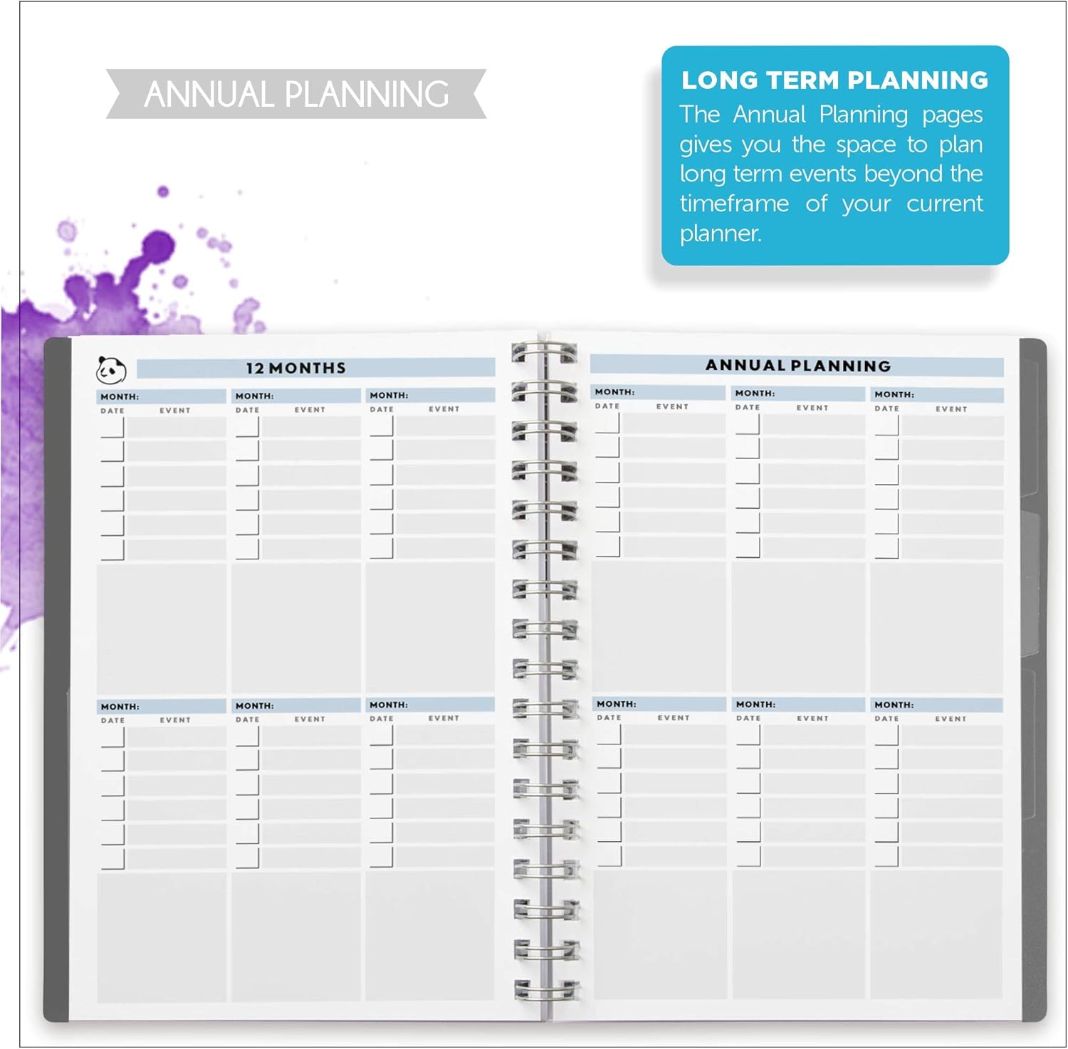 Daily Planner 2.0 - by Panda Planner 2020-2021 - Monthly Calendar, Weekly Organizer and Day Planner Sections - Undated and Wire Binding - 3 Month Planner - 8.25" x 5.75" - Gray : Office Products