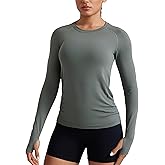 CRZ YOGA Seamless Long Sleeve Shirts for Women Hip Length - Workout Athletic Running Gym Yoga Tops Breathable Crewneck Tshirt