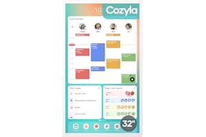 Cozyla Mate Digital Calendar+ 2: 32 Inch Wall Touch Screen Chore Chart Customizable Dashboard Smart Electronic Calendar for Family Schedules Meal Planner Supports All Google Play Apps Wall Mount White