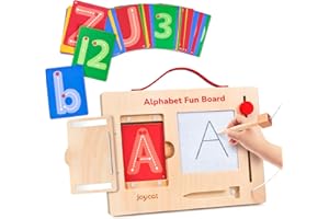 JoyCat Wooden Magnetic Letter Tracing Board,Alphabet and Number Writing Board for Toddlers ABC Letters Uppercase & Lowercase Practicing Learning Education Toys