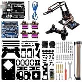 LAFVIN 4DOF Acrylic Robot Mechanical Arm Claw Kit Compatible with Arduino IDE DIY Robot with CD Tutorial