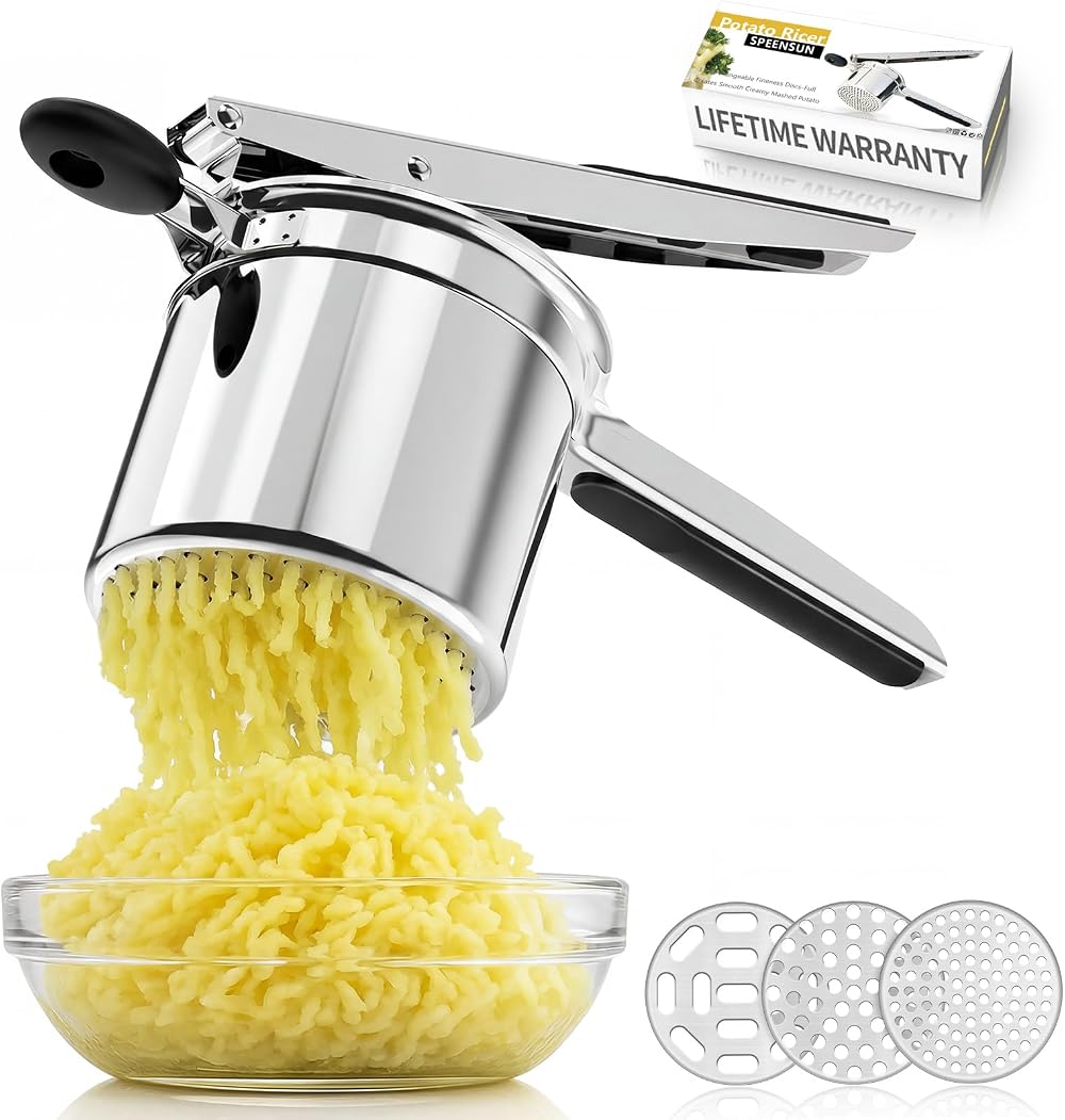 SPEENSUN Potato Ricer with 3 Discs Stainless Steel Heavy Duty Masher