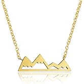 Altitude Boutique Snowy Mountain Necklace for Women Nature Lovers, Skiers, Hikers Campers (Gold, Silver, Rose Gold)