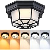 8.5” Black Flush Mount LED Ceiling Light 2700K 3000K 3500K 4000K 5000K Octagonal Outdoor Porch Lights Black 8.5inch Outside C