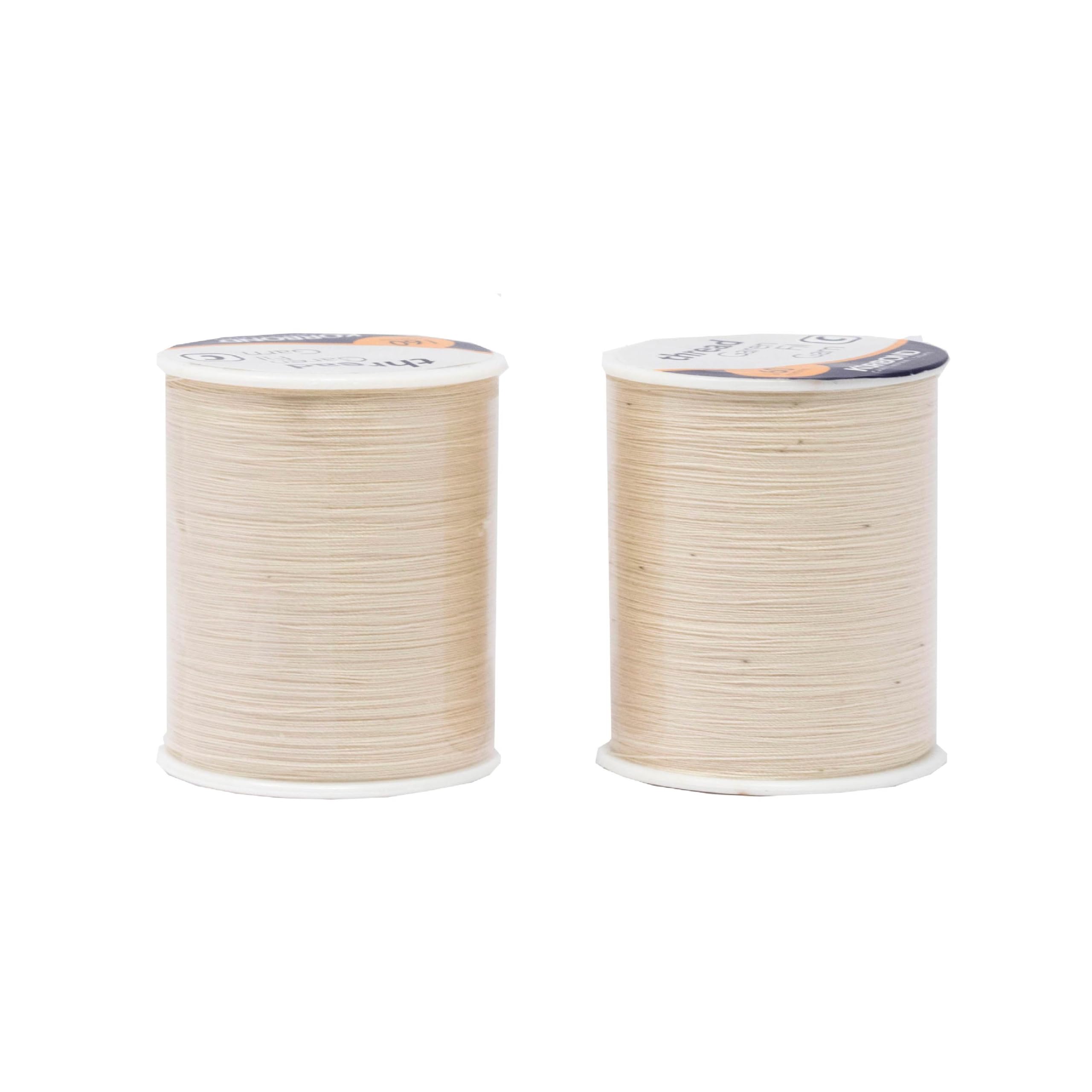 Korbond 320m Sewing Thread –2 x 160m Spools - Cream Polyester – Hand and Machine Sewing