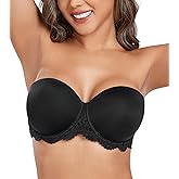 DotVol Women's Plus Size Bra Full Figure Underwire Contour Beauty Back Lace Multiway Strapless Bra