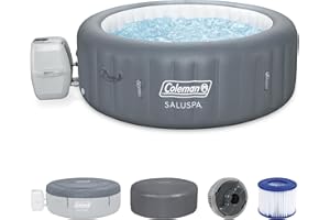 Bestway Coleman Palm Springs 4 to 6 Person EnergySense Smart AirJet Plus Inflatable Hot Tub Outdoor Spa with 140 AirJets and Insulated Cover