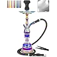 Hookah Set 23'' Shisha Hookah Complete Set Egyptian Hookah With Glass Vase, Silk Hose, Black Clay Bowl, Coal Tong, 50 Foil, 50 Hookah Disposable Tips