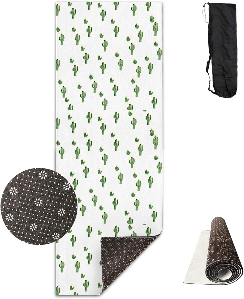 DGUWG Advanced Yoga Mat Pricky Pear Cactus Non-Slip Extra Large Yoga Mat with Carry Bag.