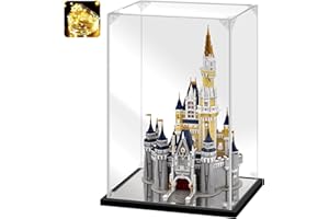 Instnovny Acrylic Display Case for Collectibles Assemble Acrylic Display Box for Lego 71040 Castle Model Toys Clear Large Acrylic Case for Display Trophy Dolls Figures(Black,20.1*14.2*30.7 inch)