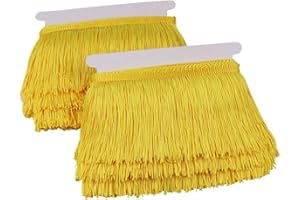Heartwish268 Fringe Trim Lace Polyester Fibre Tassel 4inch Wide 10 Yards Long for Clothes Accessories Latin Wedding Dress DIY Lamp Shade Decoration Black (Yellow)