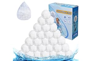 Hewlaud 1.5lbs Pool Filter Balls for Sand Filter, Reusable Pool Filter Balls, Eco-Friendly Fibre Media Balls for Above Ground Sand Pool Pump, with Wash Bag (White)